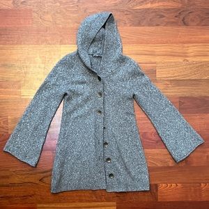 Prana | Willow Hooded Button Down Cardigan Bell Sleeves Gray Size Medium